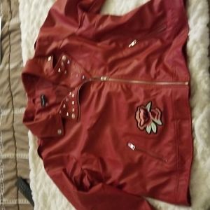 Ladies faux leather red coat